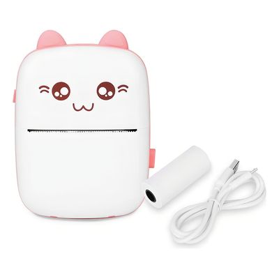 Imagen 2 del producto Mini Impresora Portátil Bluetooth Gatito + 1 Rollo Termico Color Rosa