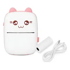 GENERICO - Mini Impresora Portátil Bluetooth Gatito + 1 Rollo Termico Color Rosa