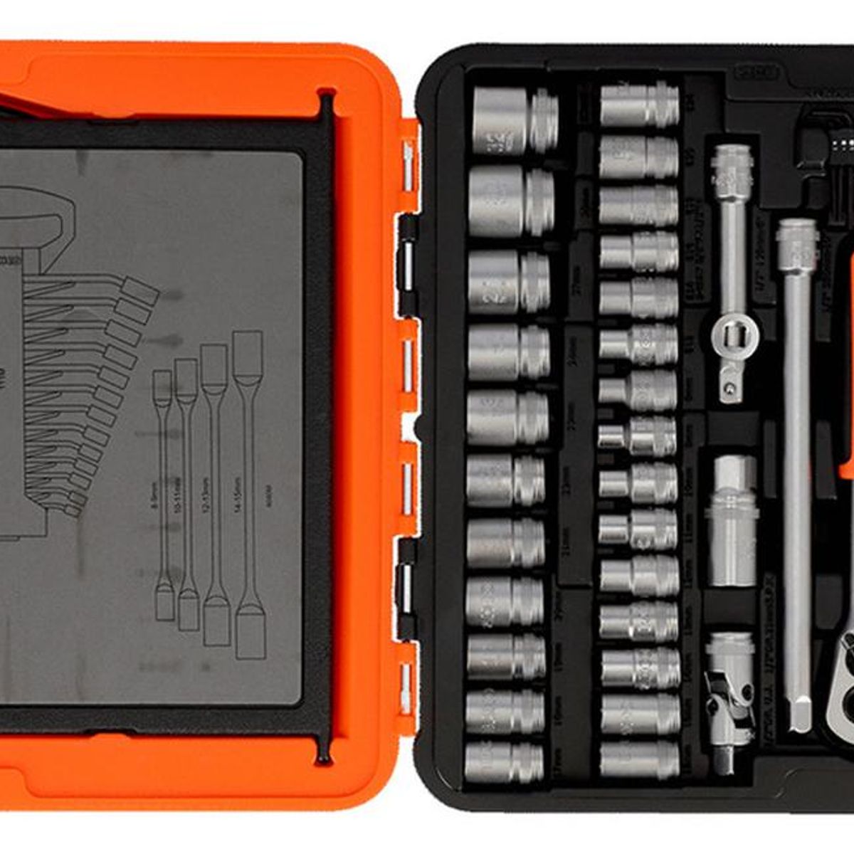 BAHCO - Juego 108 Herramientas Llaves Y Dados 14 Y 12 S108 Bahco