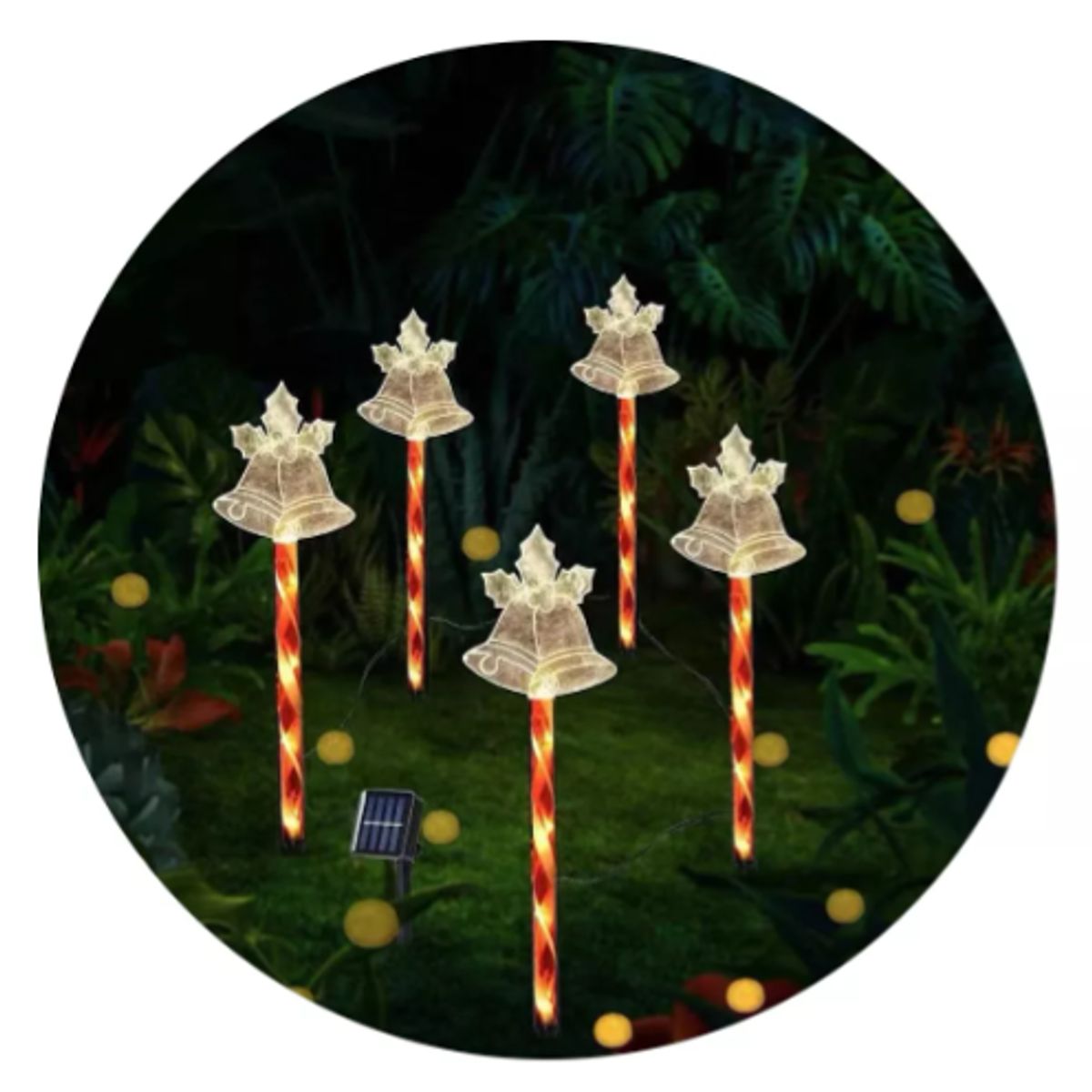 GENERICO - Pack 5 Estacas Solares para Jardin Decoracion Navideña Campana