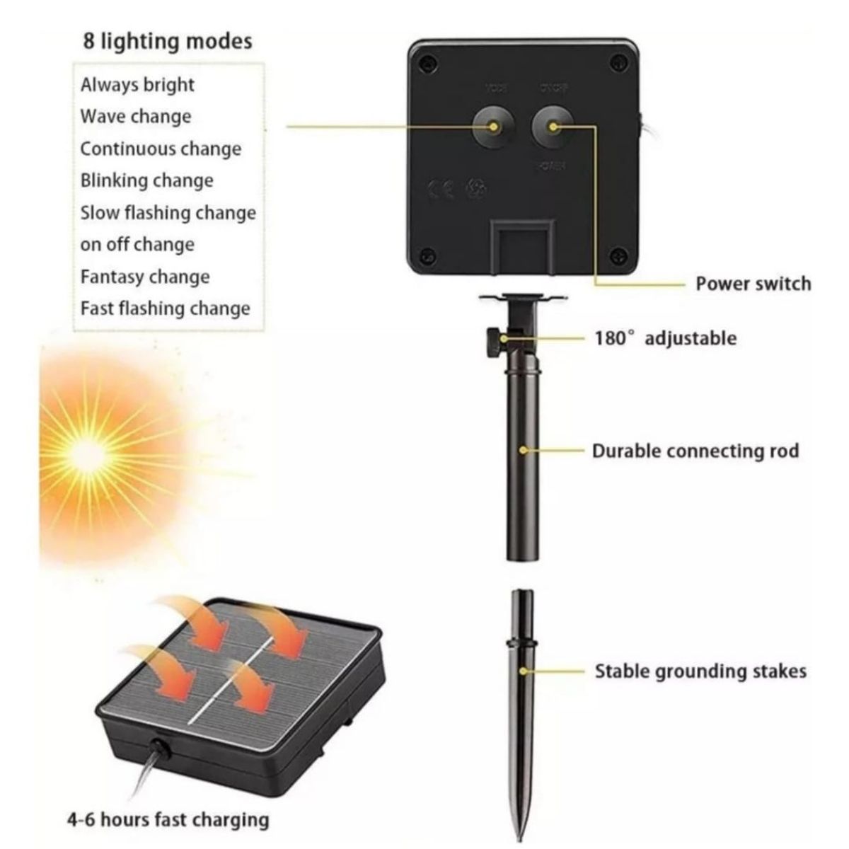 GENERICO - Estacas solares de Jardin - Pack 5 - Decoracion Navidad Copos de Nieve