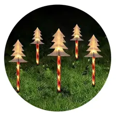 GENERICO - Estacas solares para Jardin - Pack 5 - Decoracion Navideña Arbol