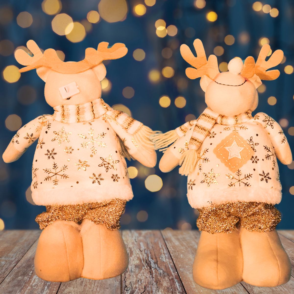 GENERICO - Reno Navideño patas largas con luces Dorado