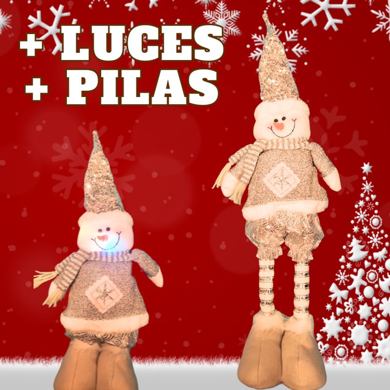 GENERICO - Mono de nieve Navidad patas largas con luces Plateado