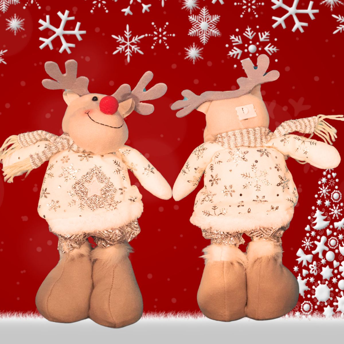 GENERICO - Reno Navideño patas largas con luces Plateado