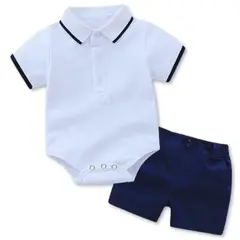 JUMP KIDS - Conjunto Bebé Niño Body estilo Pique y Pantalón 6 a 24 meses White