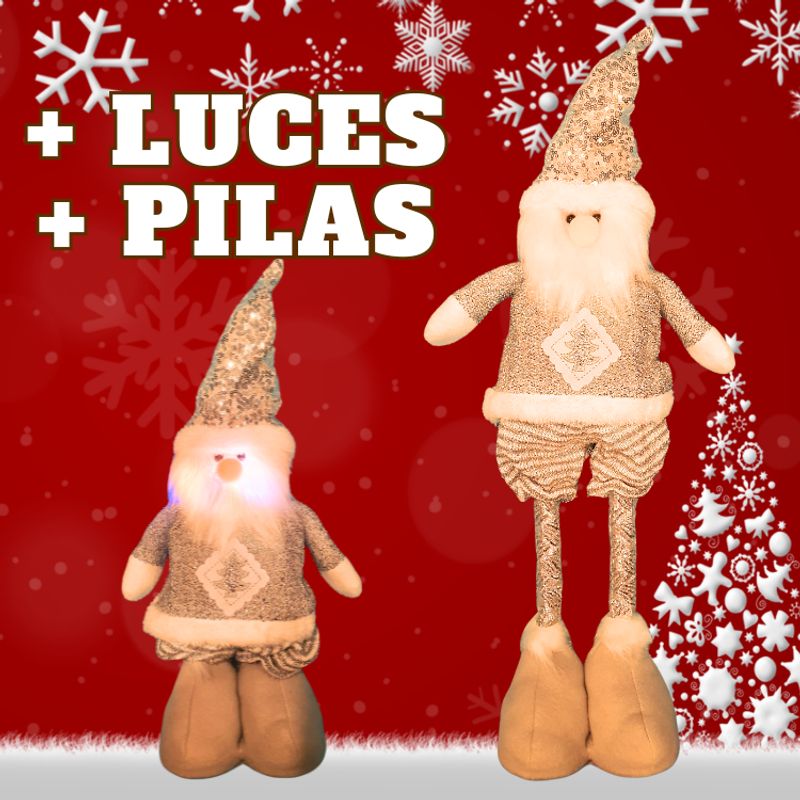 GENERICO - Pascuero Navideño patas largas con luces Plateado