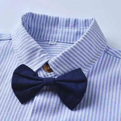 Imagen 2 del producto Conjunto de Vestir Niño Body Camisa y Pantalón 6 a 24 Mes Rayas azules