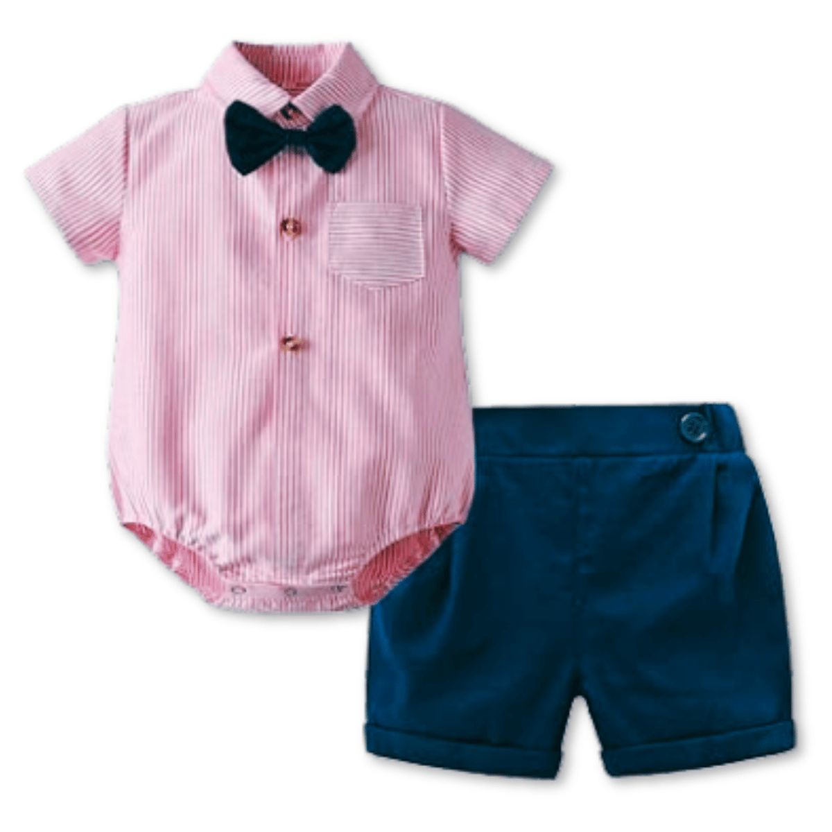 JUMP KIDS - Conjunto de Vestir Niño Body Camisa y Pantalón 6 a 24 Mes Rayas Rosa