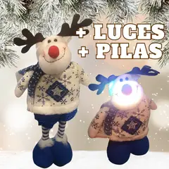 GENERICO - Reno Navideño patas largas con luces Azul