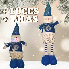 GENERICO - Mono de nieve Navidad patas largas con luces Azul
