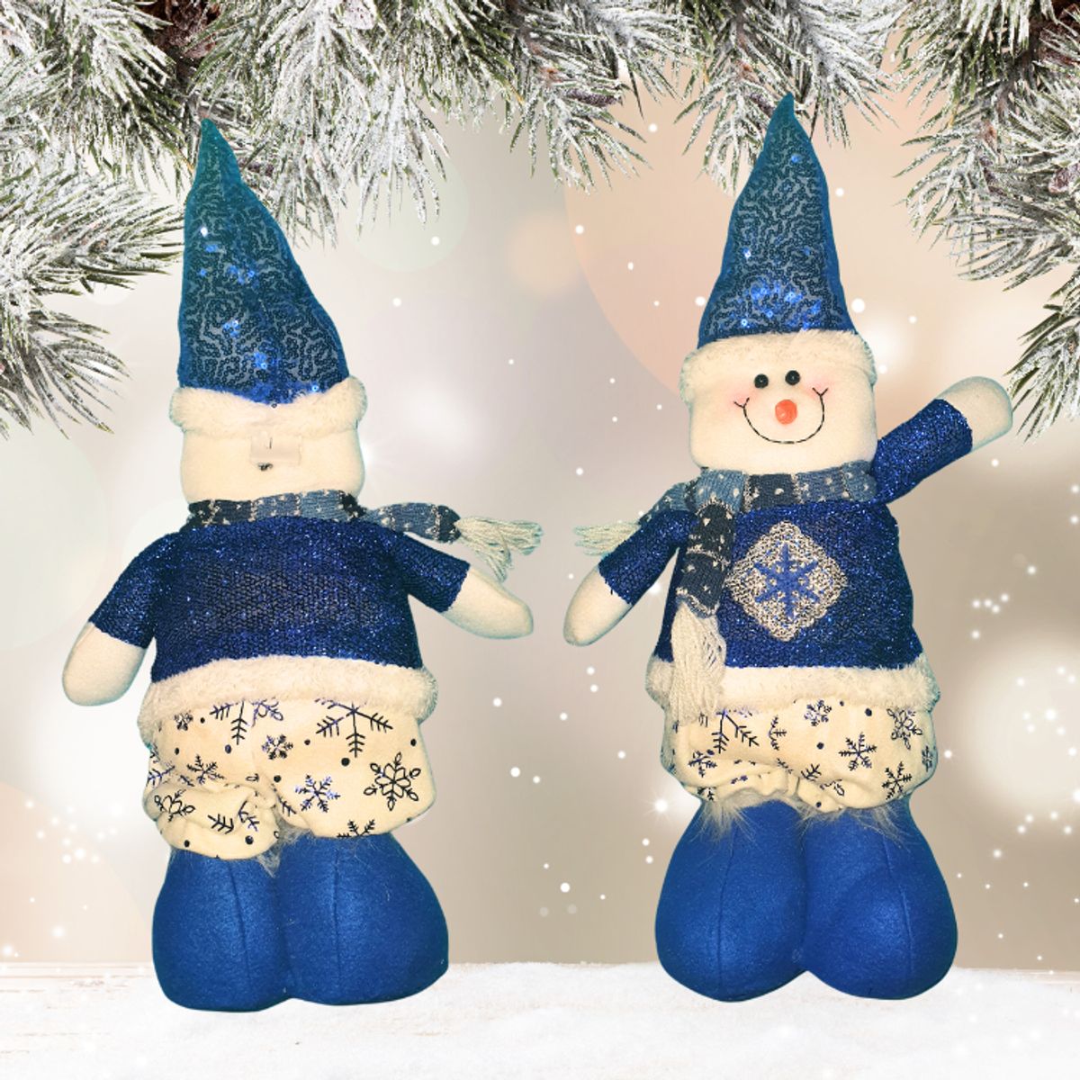 GENERICO - Mono de nieve Navidad patas largas con luces Azul