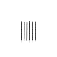 GENERICO - Velas Largas Negra Con Puntos Blanco 14cm 6pcs