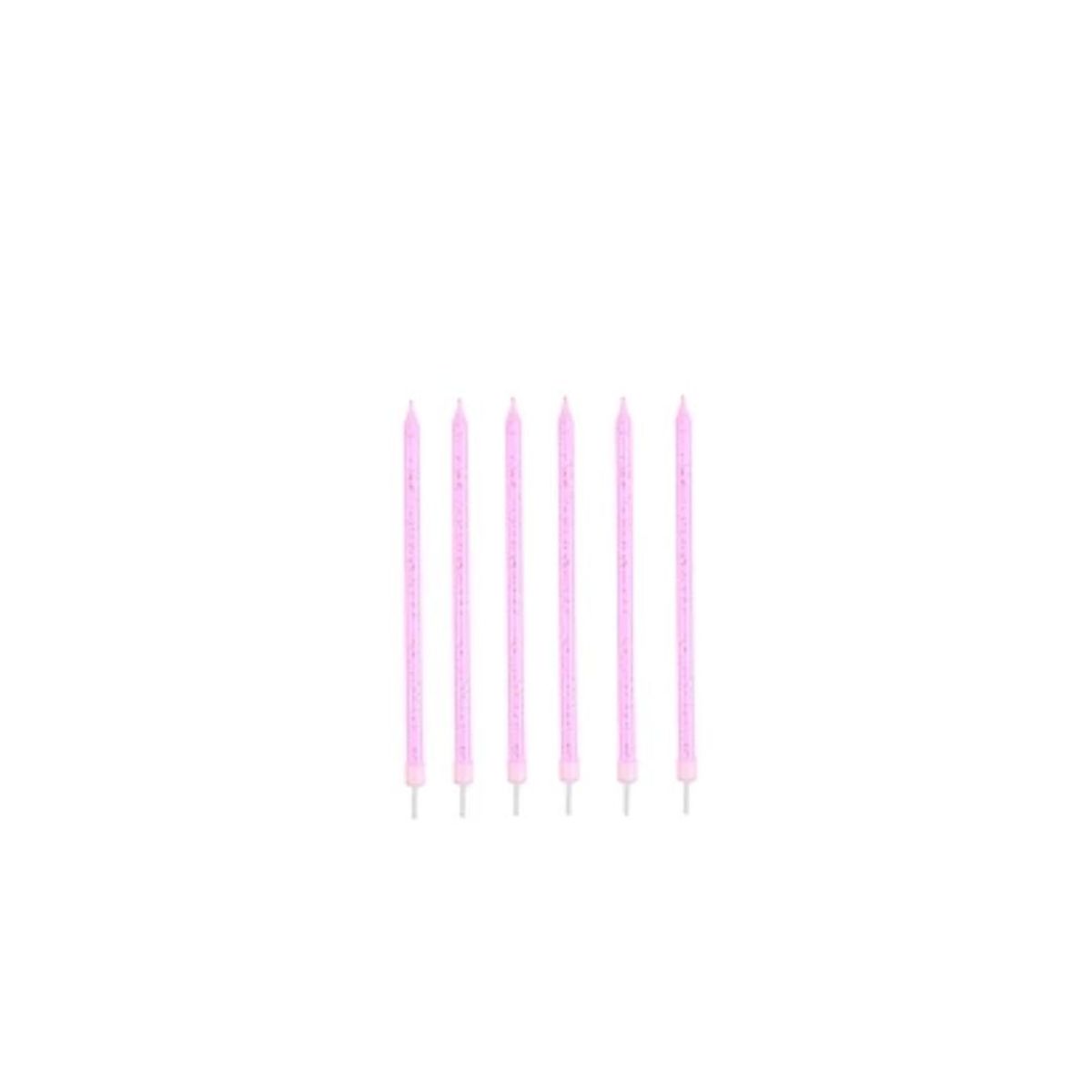 GENERICO - Velas Largas Rosadas Con Puntos 14cm 6pcs