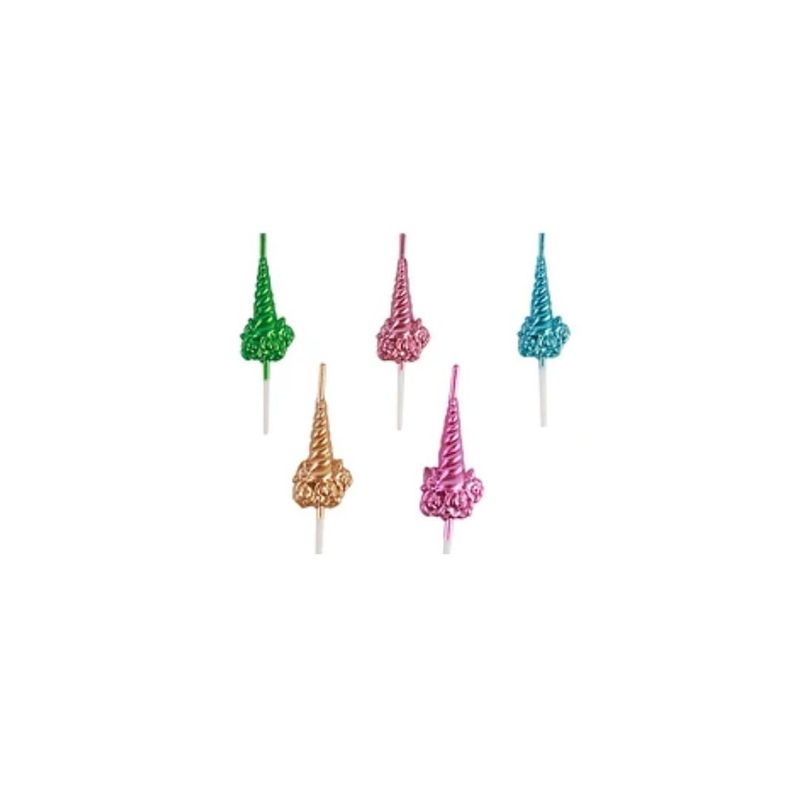 GENERICO - Velas Cuerno Unicornio Colores Surtidos 5pcs 25mmx6cm
