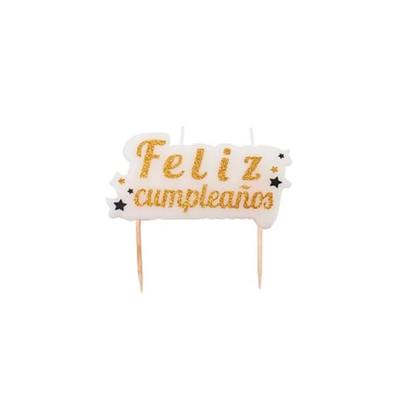 GENERICO - Vela Feliz Cumpleaños Dorada 9cmx76mm