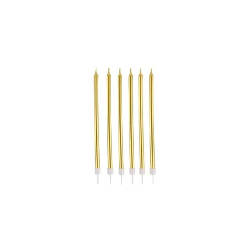 GENERICO - Velas Color Dorado 6pcs 14 cm