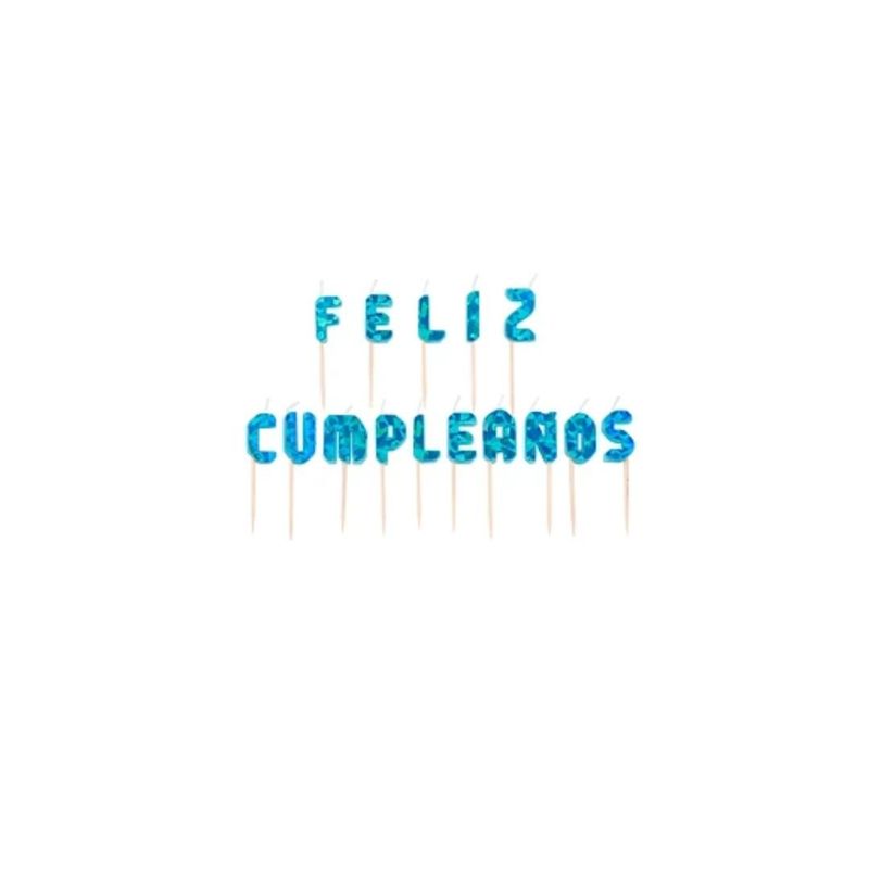GENERICO - Velas Azul Feliz Cumpleaños