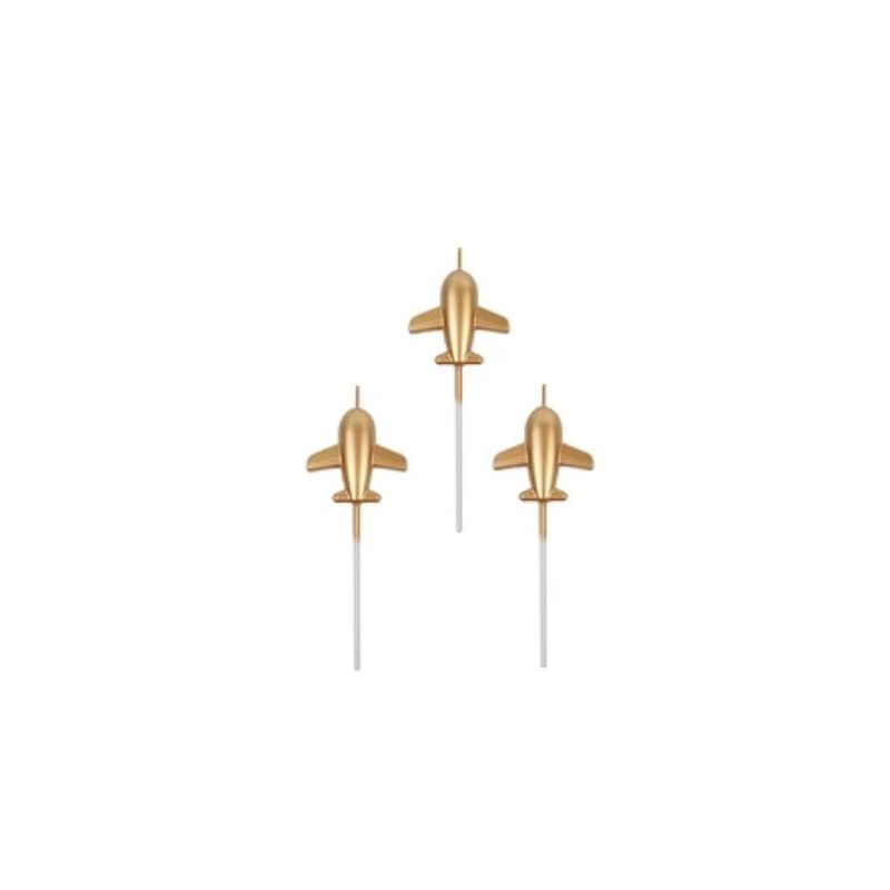 GENERICO - Velas De Avion Dorada 3pcs 48x124mm