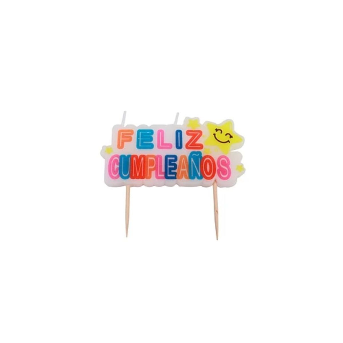 GENERICO - Vela Feliz Cumpleaños Multicolor Cara Sonriente 85mmx8cm