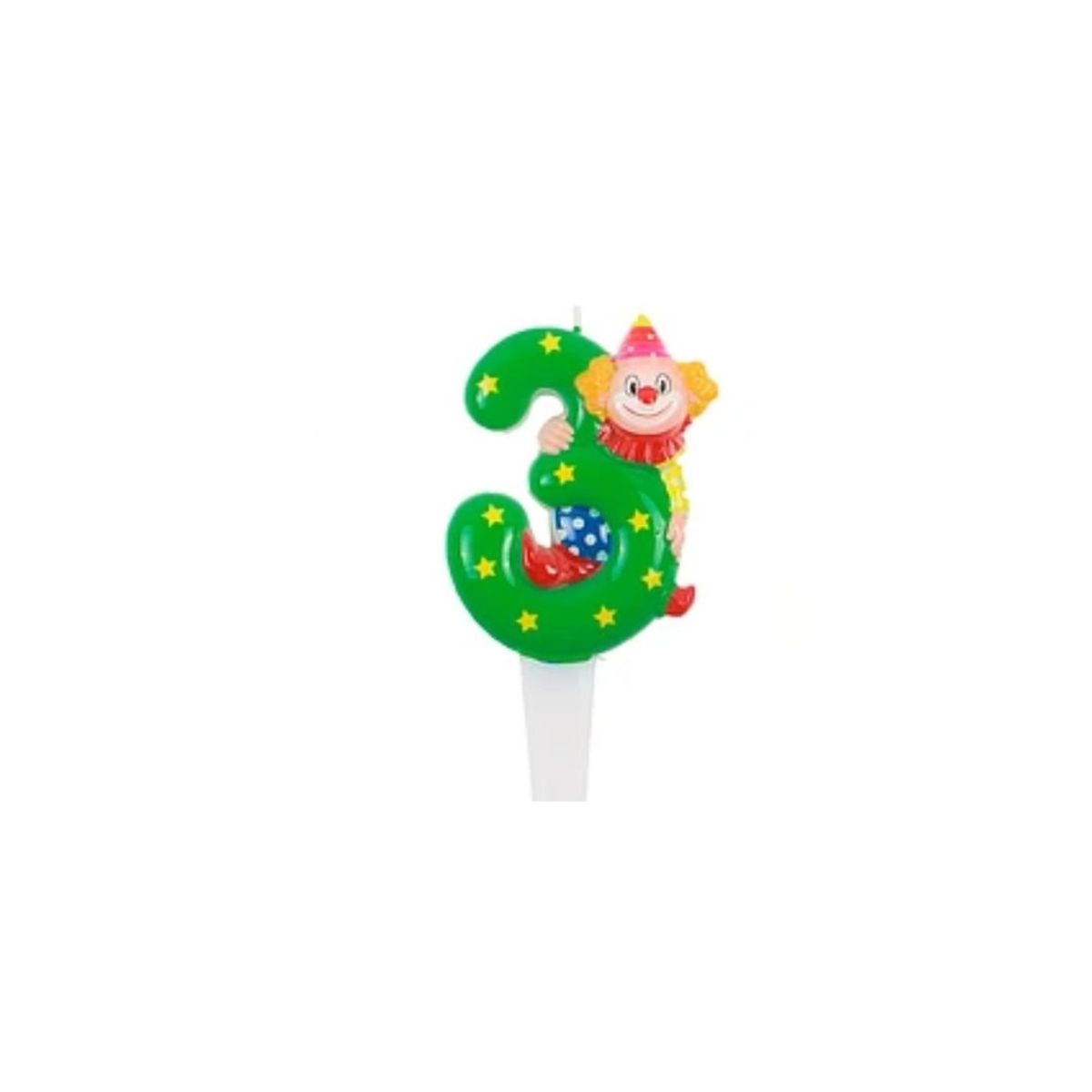 GENERICO - Vela Nº 3 Verde Con Payaso 14cm