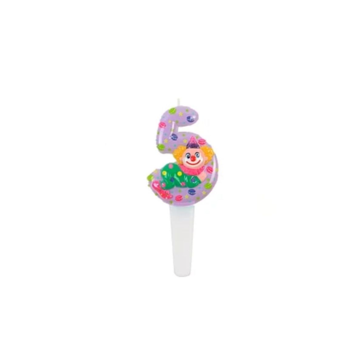GENERICO - Vela Nº 5 Purpura Con Payaso 14cm