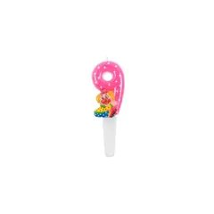 GENERICO - Vela Nº 9 Fucsia Con Payaso 14cm