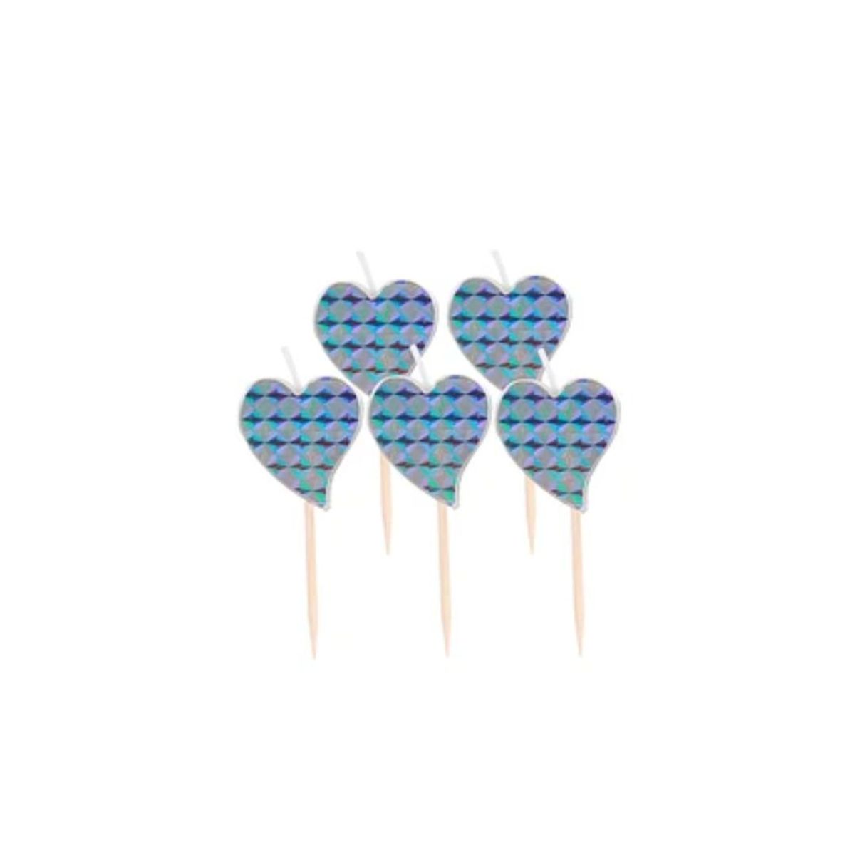 GENERICO - Velas De Corazon Plateada 5pcs
