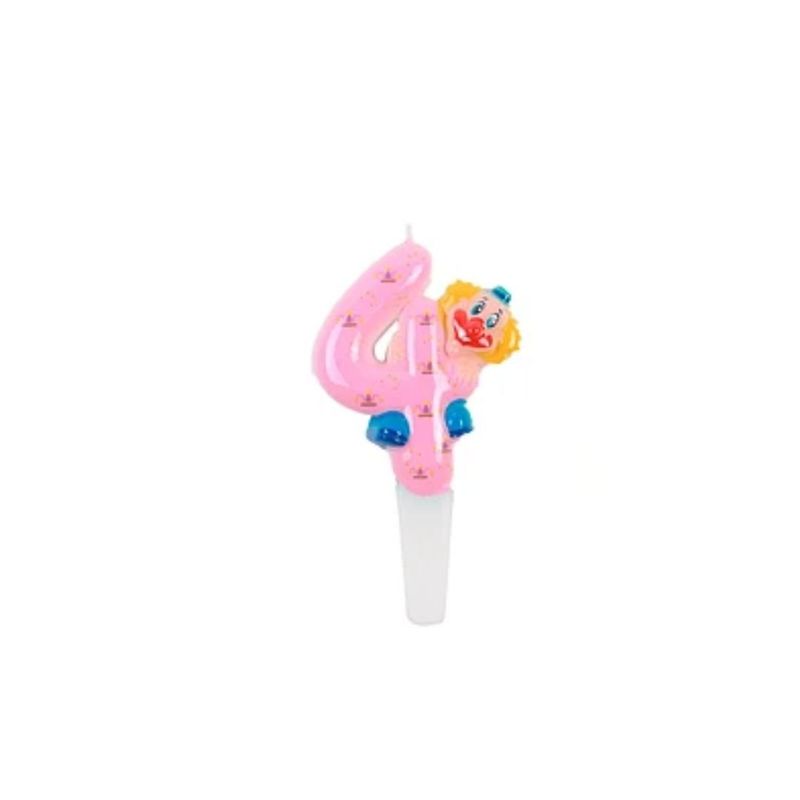 GENERICO - Vela Nº 4 Rosa Con Payaso 14cm