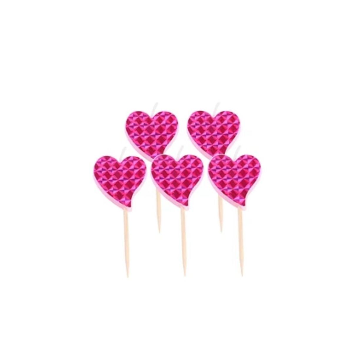 GENERICO - Velas De Corazon Rosada 5pcs