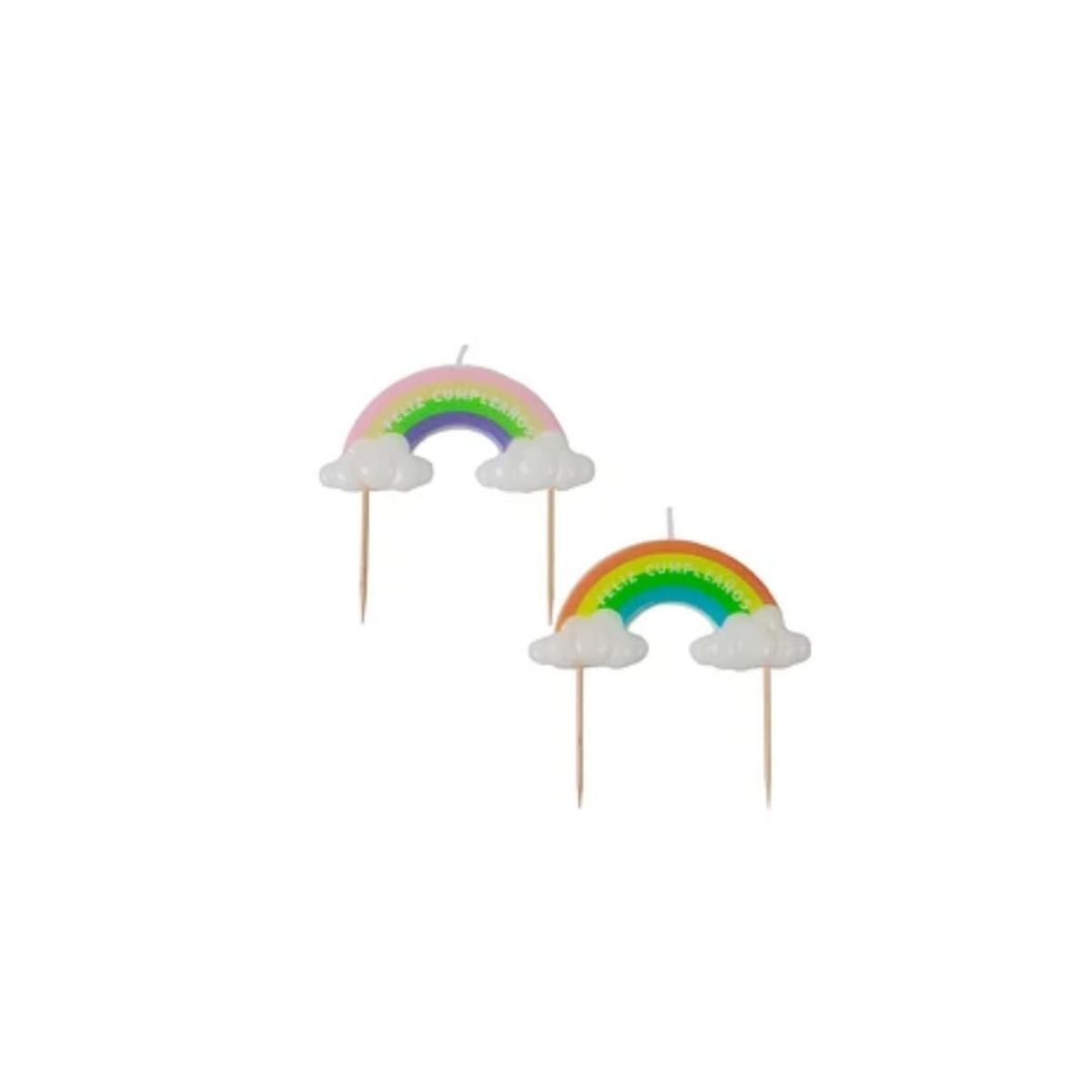 GENERICO - Vela Arcoiris Feliz Cumpleaños Diseño Aleatorio 10x10cm