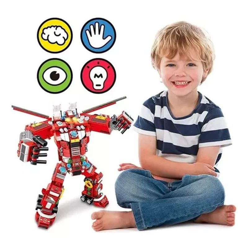 GENERICO - Juego bloques  tren de transformación 412 pcs rojo