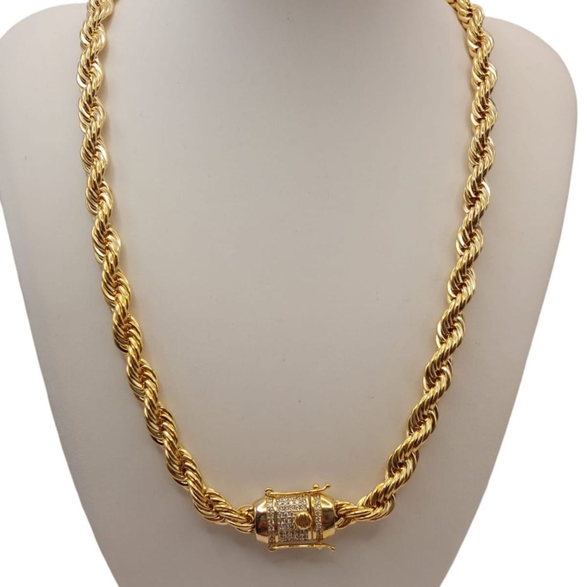 GENERICO - Cadena de ORO LAMINADO Tejido TOURBILLON BROCHE CAJÓN Con BRILLANTES