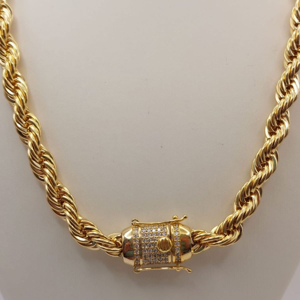 GENERICO - Cadena de ORO LAMINADO Tejido TOURBILLON BROCHE CAJÓN Con BRILLANTES