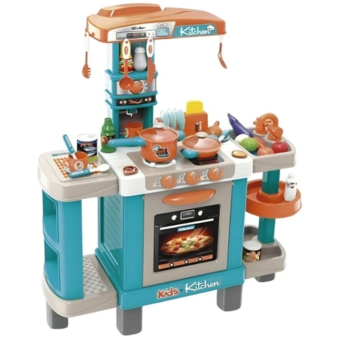 OEM - Cocina Infantil con Luz en Color Celeste y Accesorios