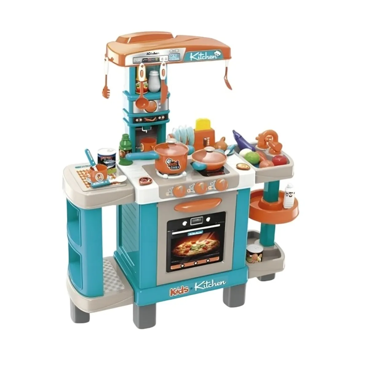 OEM - Cocina Infantil con Luz en Color Celeste y Accesorios