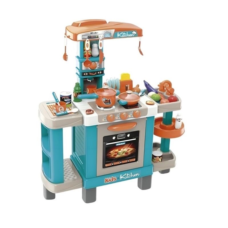 OEM - Cocina Infantil con Luz en Color Celeste y Accesorios