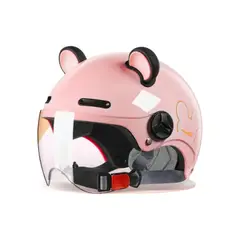 LUBABYCAS - Casco Bicicleta Regulable Con Mica Para Niños Rosado