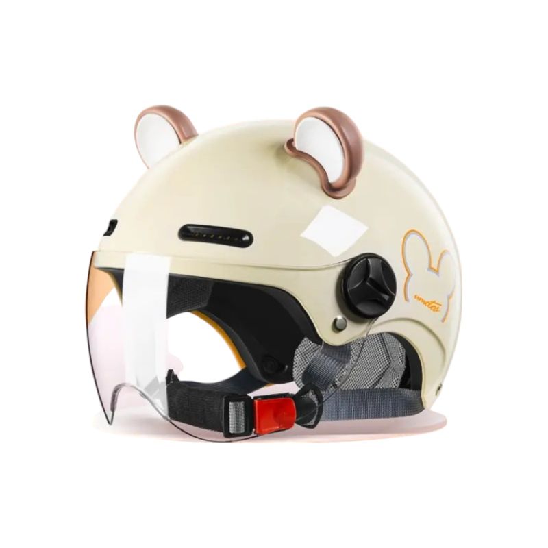 LUBABYCAS - Casco Bicicleta Regulable Con Mica Para Niños Crema