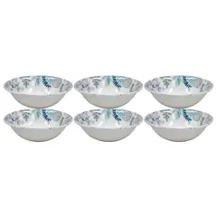 GENERICO - Set 6 Bowls de Melamina color Blanco con Diseño de Hojas de 17 cm