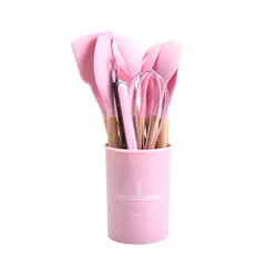 GENERICO - Juego De 12 Utensilios De Cocina Silicona Rosa