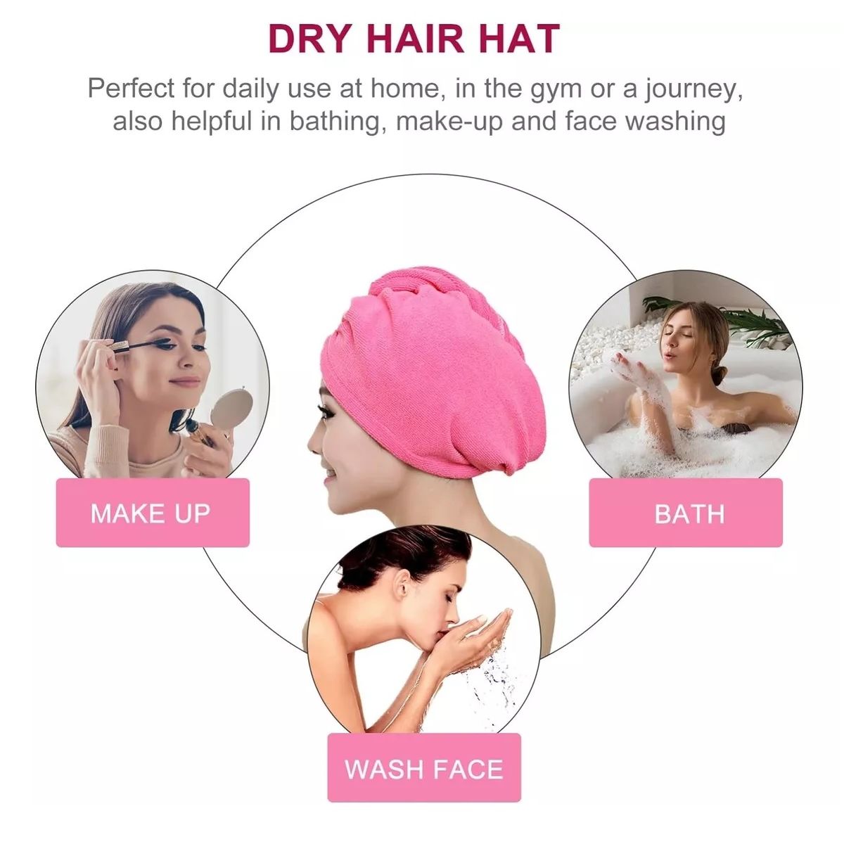 GENERICO - Gorro Turbante De Microfibra Ducha Toalla Para El Cabello Rosa