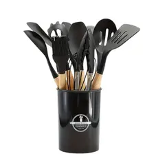 GENERICO - Juego De 12 Utensilios De Cocina Silicona negro