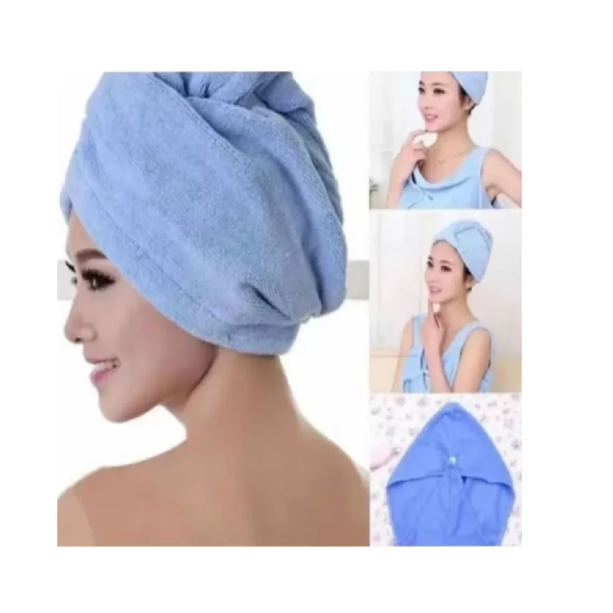 GENERICO - Gorro Turbante De Microfibra Ducha Toalla Para El Cabello Celeste