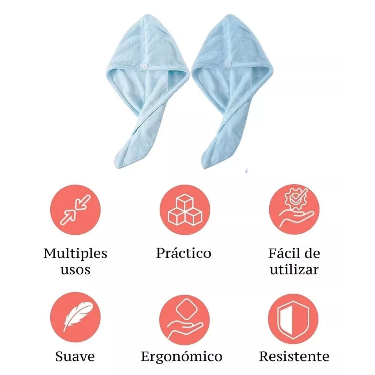 GENERICO - Gorro Turbante De Microfibra Ducha Toalla Para El Cabello Celeste