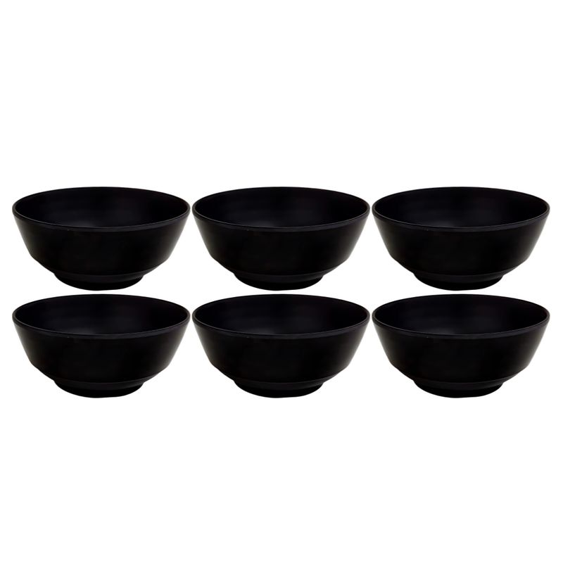 GENERICO - Set 6 Bowls de Melamina color Negro de 20 cm