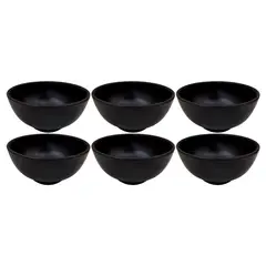 GENERICO - Set 6 Bowls de Melamina color Negro de 12x6 cm