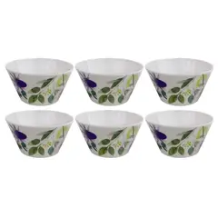 GENERICO - Set 6 Bowls de Melamina color Blanco con Diseño de Hojas de 15 cm