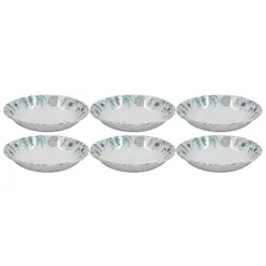 GENERICO - Set 6 Platos de Melamina color Blanco Diseño de Hojas de 17 cm