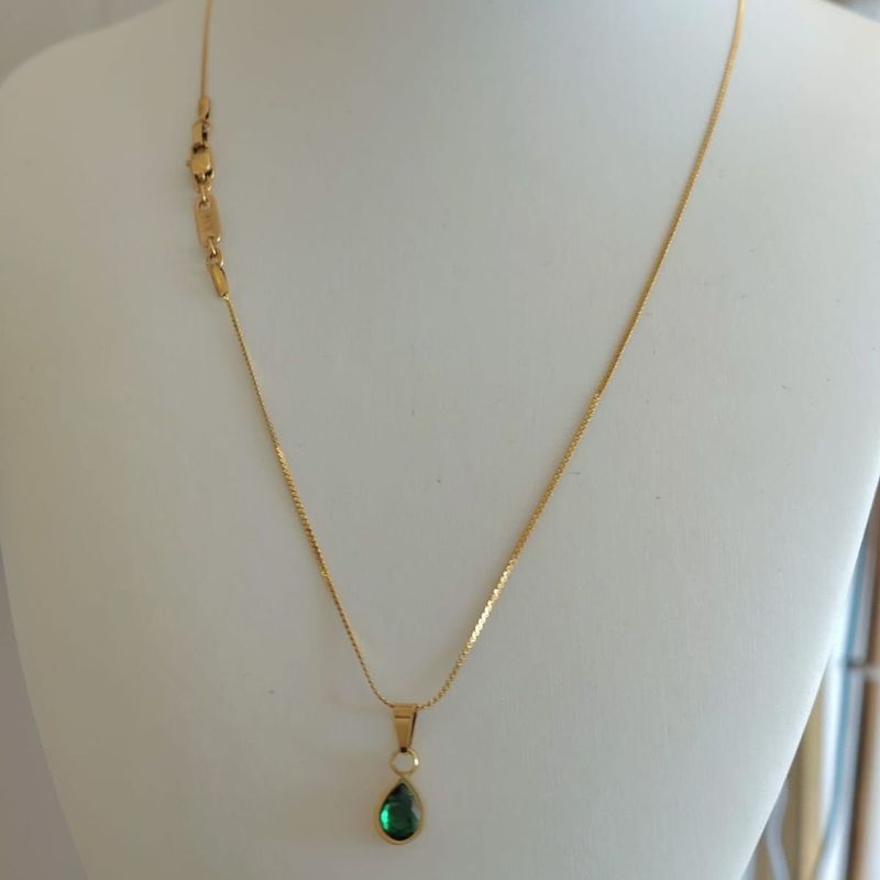 GENERICO - Cadena ORO LAMINADO 18K Con COLGANTE DE ESMERALDA